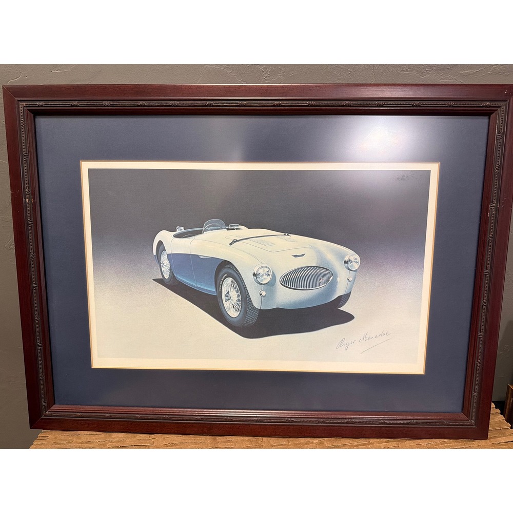 Roger Menadue Hand Signed Austin-Healey 100-4 Framed Automotive Art Print